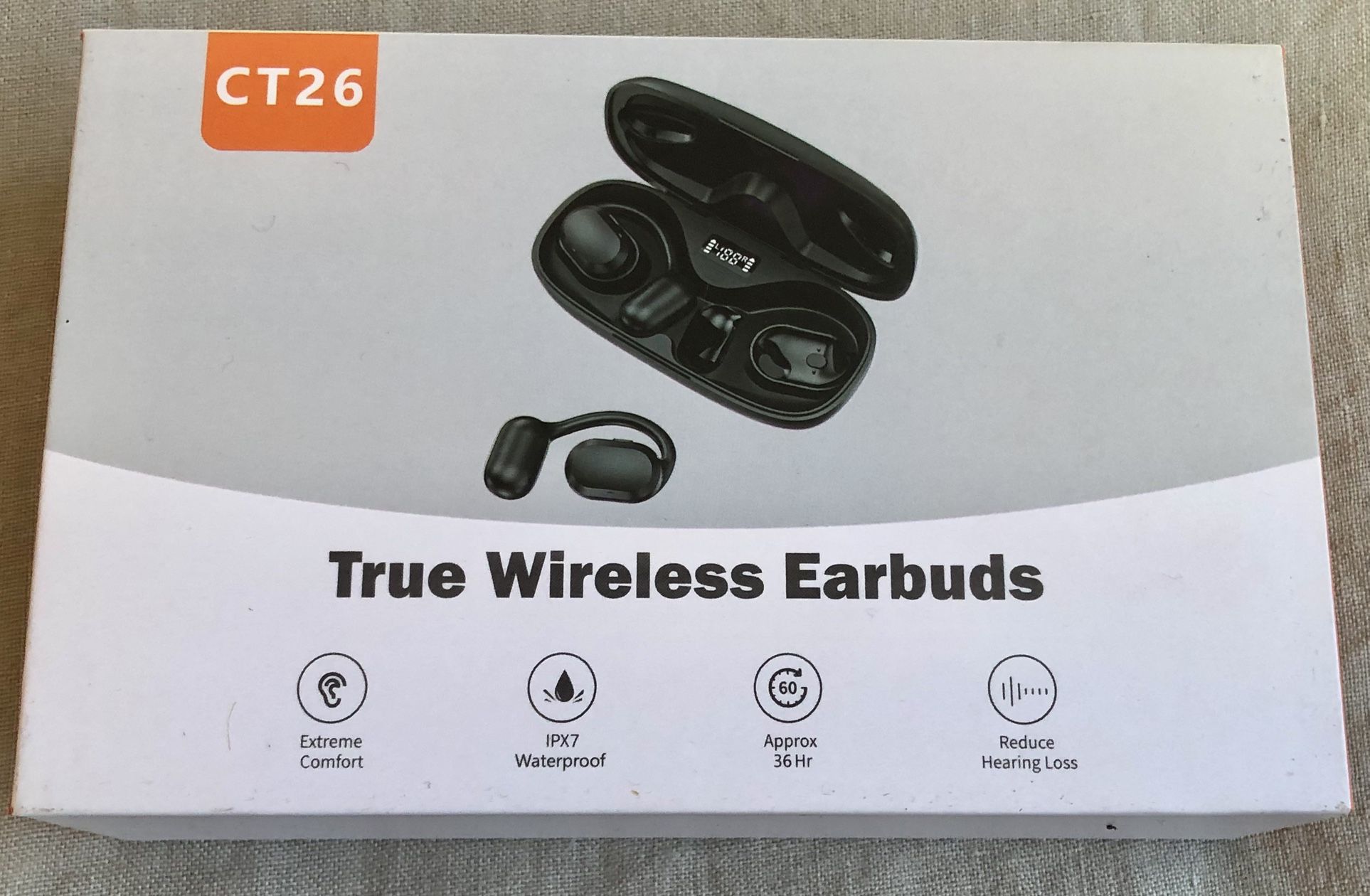 New*👉🏻Open Ear Headphones Wireless Bluetooth Over Ear Hook Sports Waterproof (Silver Lake)