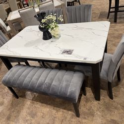 6PC Gray Dining Table Set