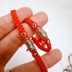 Two Red Bracelets Virgen De Guadalupe Bebe &adults