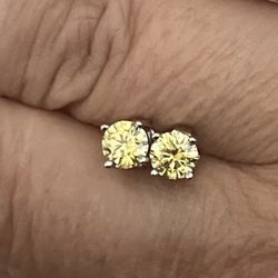 New Moissanite In Lemon Yellow 1.0 Carat .925 Sterling Studs