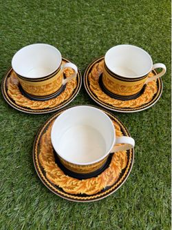 Vintage Victoria & Beale "Renaissance" Porcelain Teacup & Saucer Set of 3