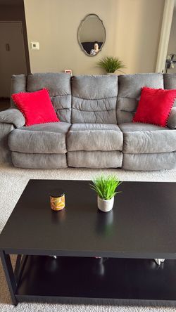 Gray Fabric Reclining Sofa