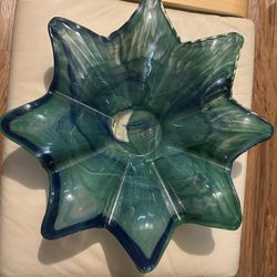 New Murano  Glass Vase Cobalt Blue Green Amber Made In Italy 