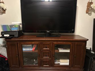 Heavy-Duty Solid Wood TV Stand / Entertainment Center – $150 OBO