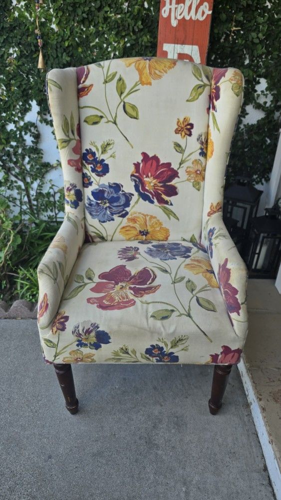 Upholstered Floral Accent Wingback Chair