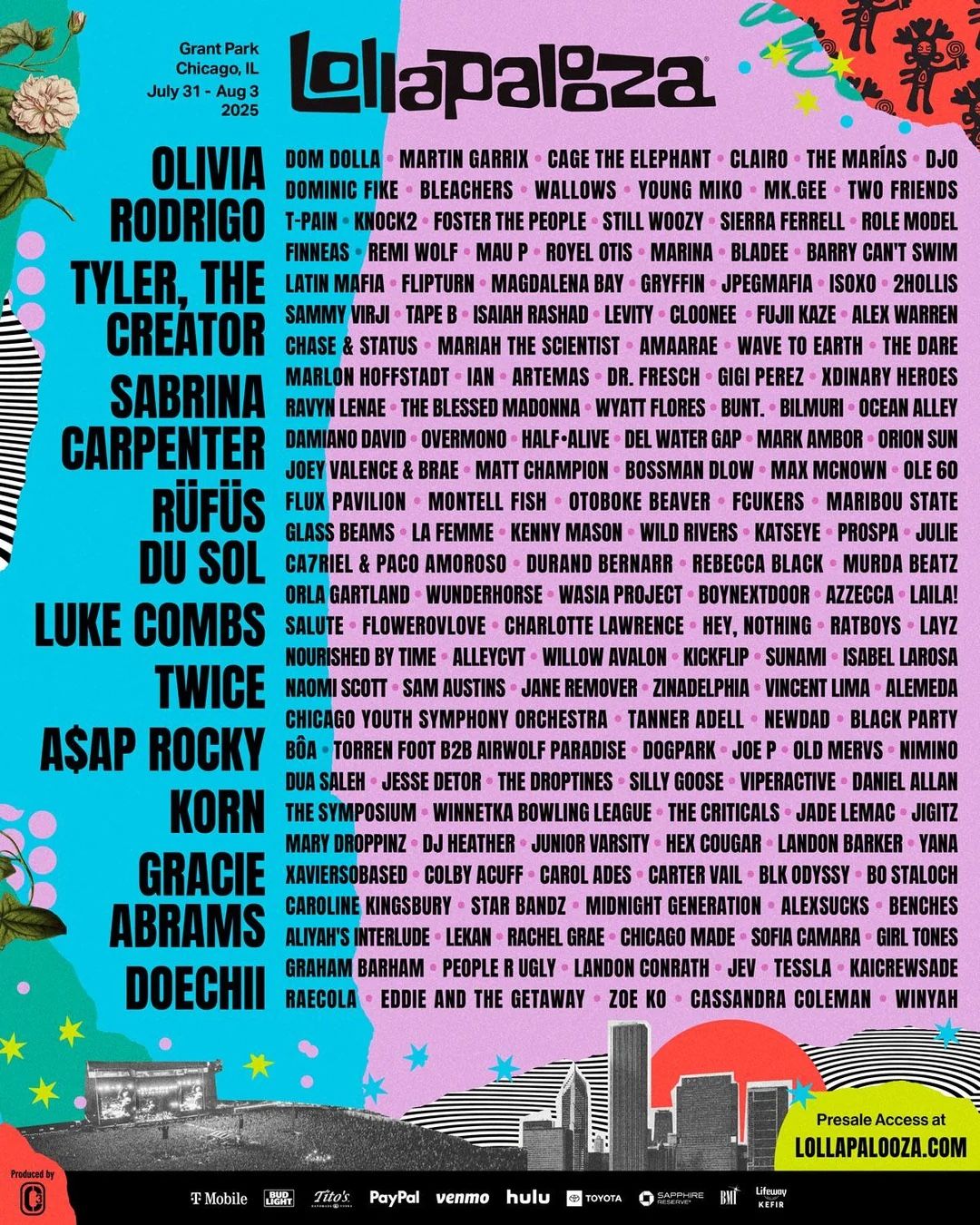 Lollapalooza Chicago 2 Days Thursday Friday July31- August 1