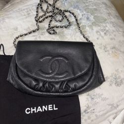 Chanel Black Caviar Half Moon Crossbody 