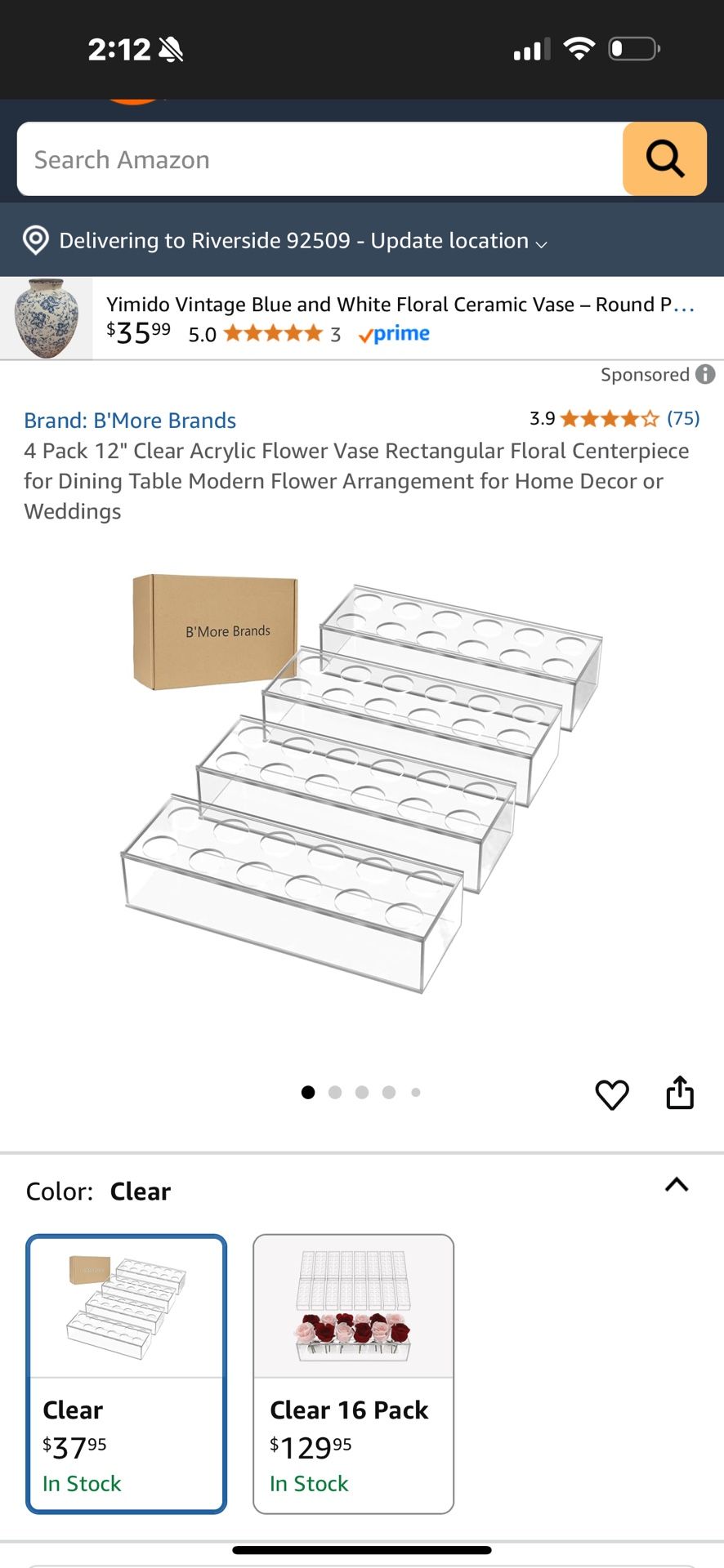 Acrylic Flower Vase Rectangular