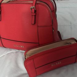 Red Guess Medium Size With Matching Wallet 