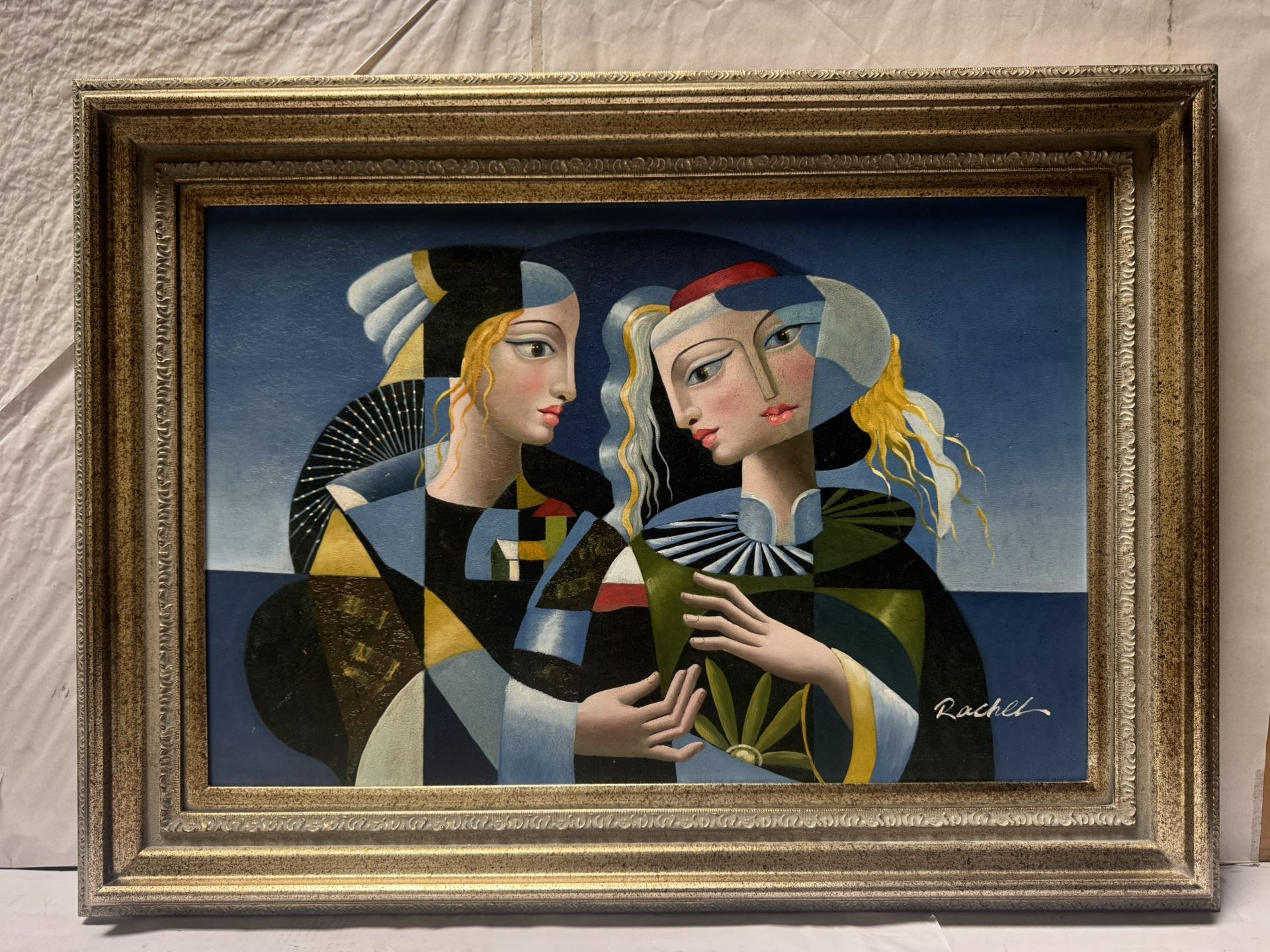 Hand-Painted Oil Painting Wooden Frame 45.5” X 33.5”