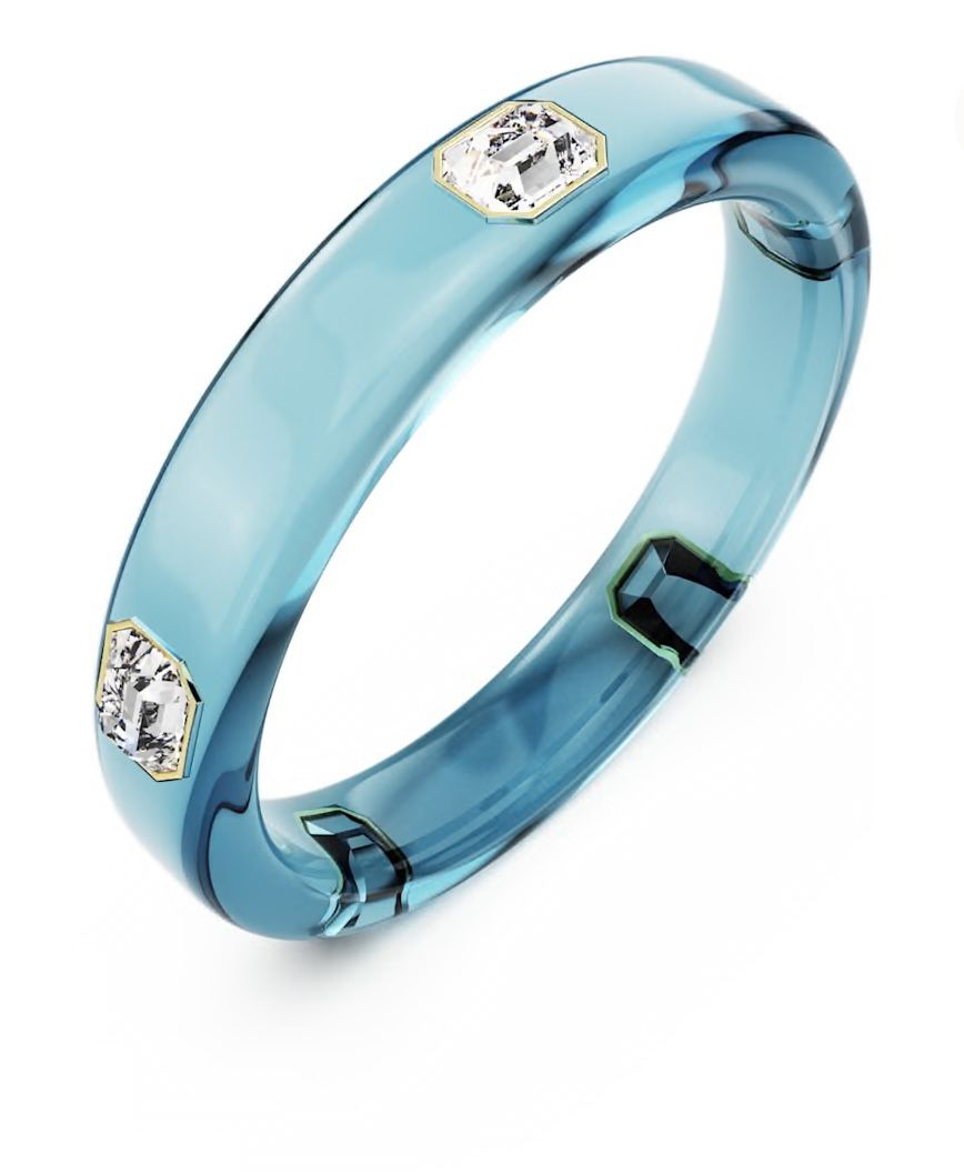 Brand New Collection! Swarovski Dulcis bangleOctagon cut, Blue, Gold-tone plated