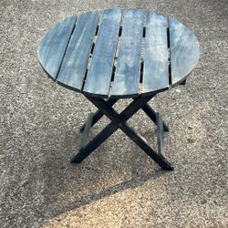 Small Side Blue Wood Table