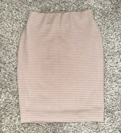 Beige Ribbed Pencil Skirt