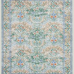 Lahome Floral Washable Rugs 8x10, Soft Green