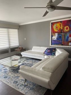 Modern sectional white Italian leather