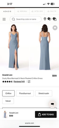 Azazie Leo Pleated Chiffon Dress