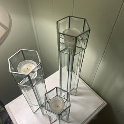 Handmade Beveled Glass Candleholders