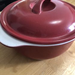 Red Corelle Pot $5