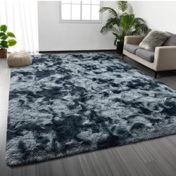 Large Shag Area Rugs 8 x 10, Tie-Dyed Plush Fuzzy Rugs for Living Room, Ultra Soft Fluffy Furry Rug for Bedroom, Indoor Carpet Nursery Rugs for Kids R