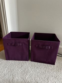 2 Storage cubes Collapsible Fabric Storage Cubes Organizer with Handles, Sturdy Storage Bins, Purple, 10.5-x-10.5-x-11-inch,l