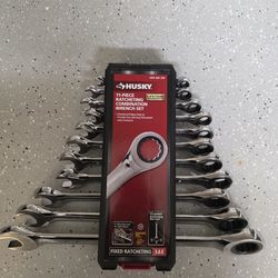Husky 11-Piece Ratcheting Combination Wrench Set SAE