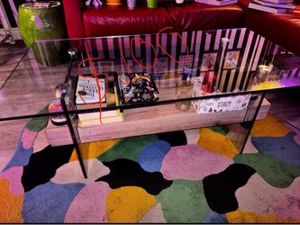 Glass Top Coffee Table with Wood Shelf
