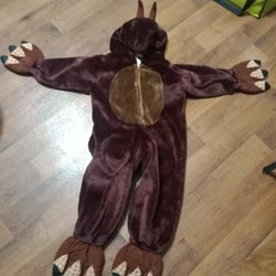 Dinosaur Black/ Brown Furry Halloween Costume   4-5 T