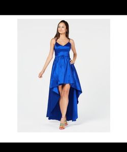 B. DARLIN Royal Blue High-Low Satin Dress Size 3/4 Junior's
