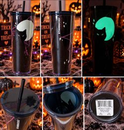 Starbucks Halloween Black Cat Glow-in-the-Dark 24 oz Tumbler 🐈⬛🌙