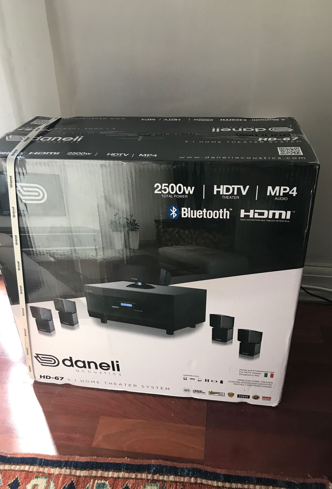 Daneli acoustic 5.1 home theater system HD-67 2500w/HDTV/MP4 Brand new on the box it goes for 2,000but sell it for 500 great deal!!!!