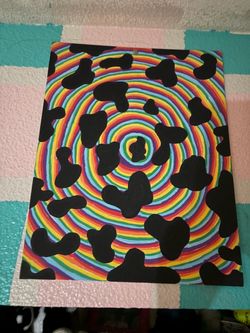 Original Rainbow Swirl Cow Print Artwork