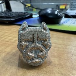 10K W/G BULLDOG DIAMOND RING 