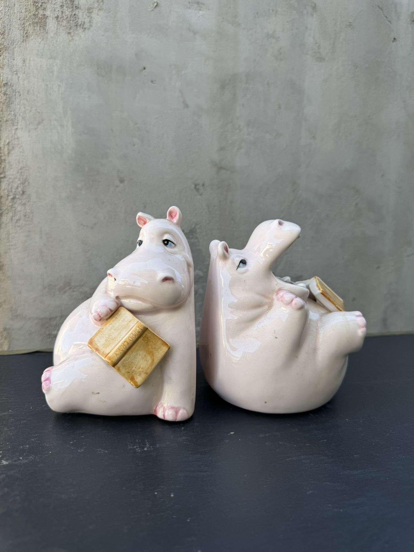 Antique Hippo Bookends