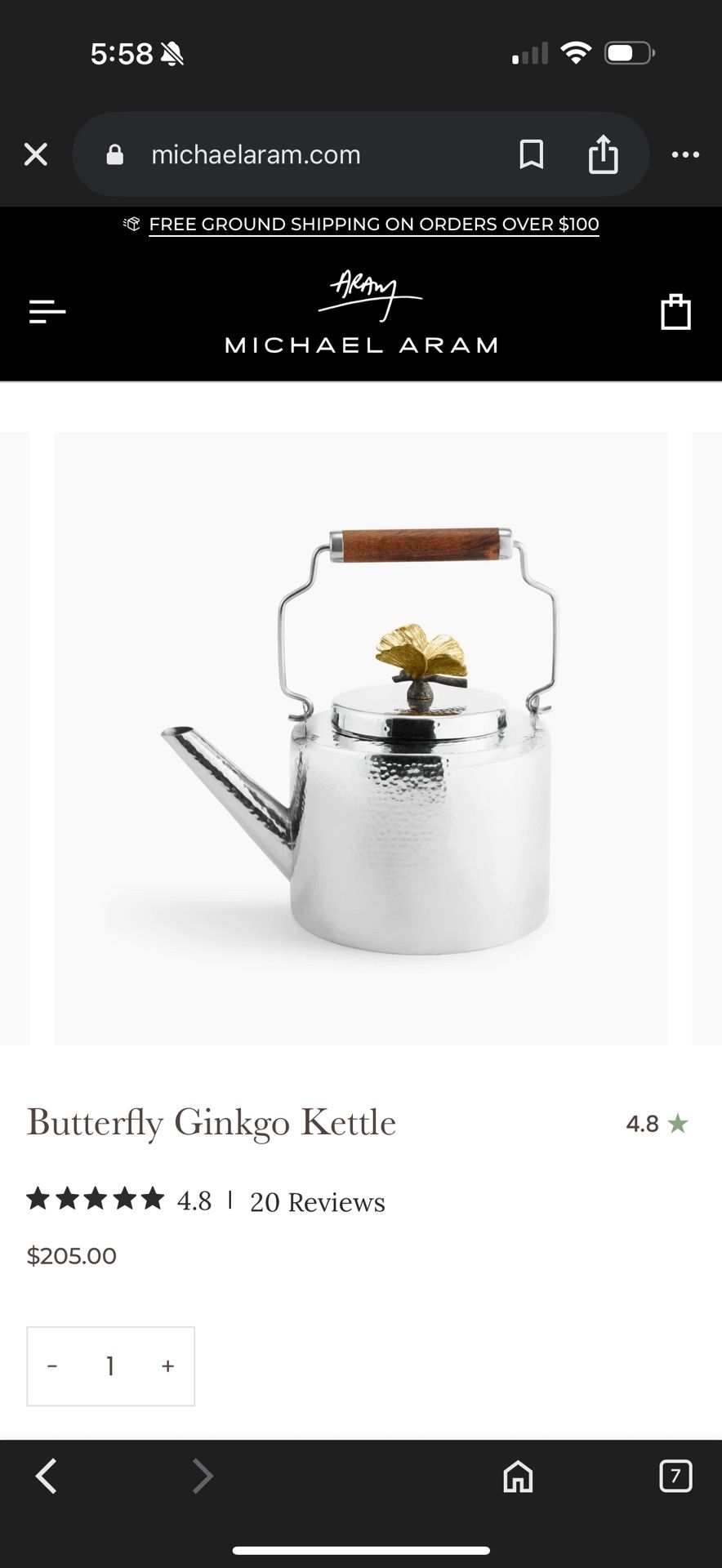 Michael Aram Butterfly Kettle