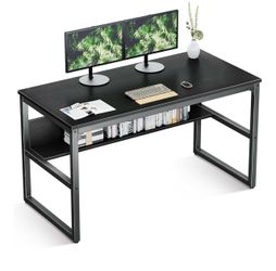 Black Computer Desk with Storage Shelf