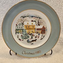 Wedgwood for Avon 1980 Christmas Plate 8th Edition "Country Christmas"