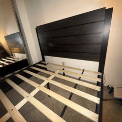 QUEEN SIZE all black Bed Frame With mattress  