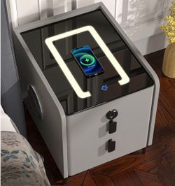 Smart Nightstand with Wireless Charging,Nightstand with 2 Drawers