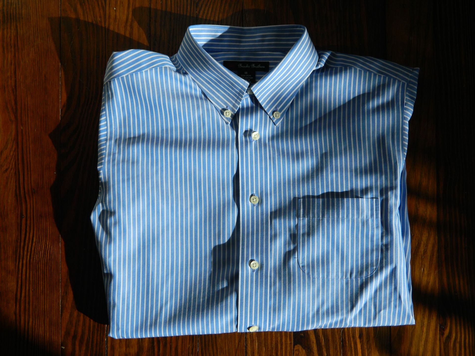 Brooks Brothers Men’s Blue & White Striped Non-Iron Cotton Dress Shirt 18