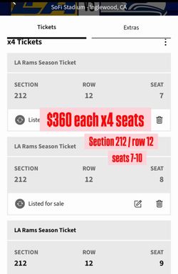 Rams vs Seahawks (TBD) — $360 each x4 seats