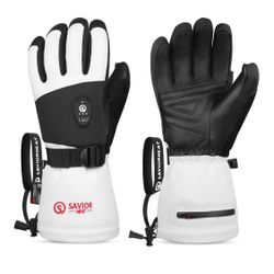 SAVIOR HEAT Heated Ski Gloves 2.0 for Men Women 7.4V 3000mAh Fast Charging Electric Rechargable Batteries 3M Thinsulate Waterproof Touchscreen Bluetoo