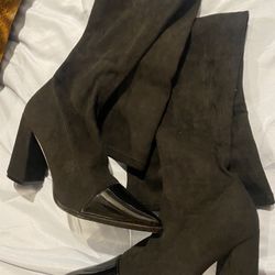 PLT Black Thigh High Suede Boots 