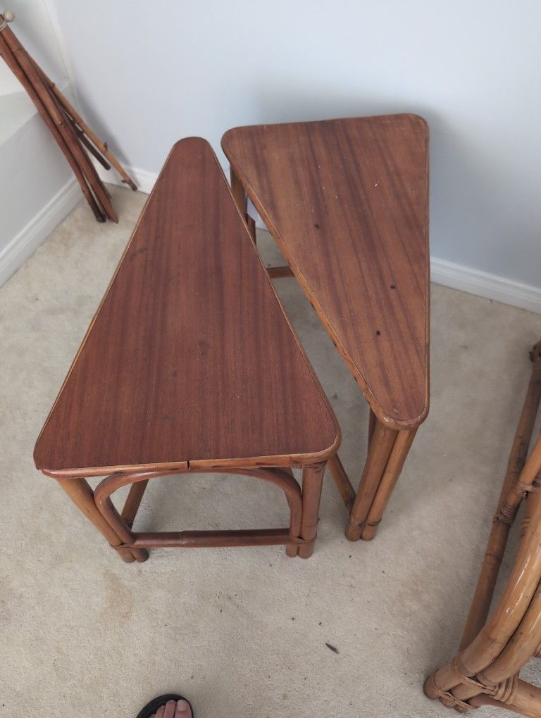 Bamboo End Tables From The 50s