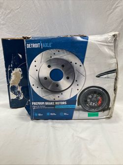 Detroit S-53040 Front Drilled Slotted Brake Rotor Pads 2007-2018 Jeep Wrangler