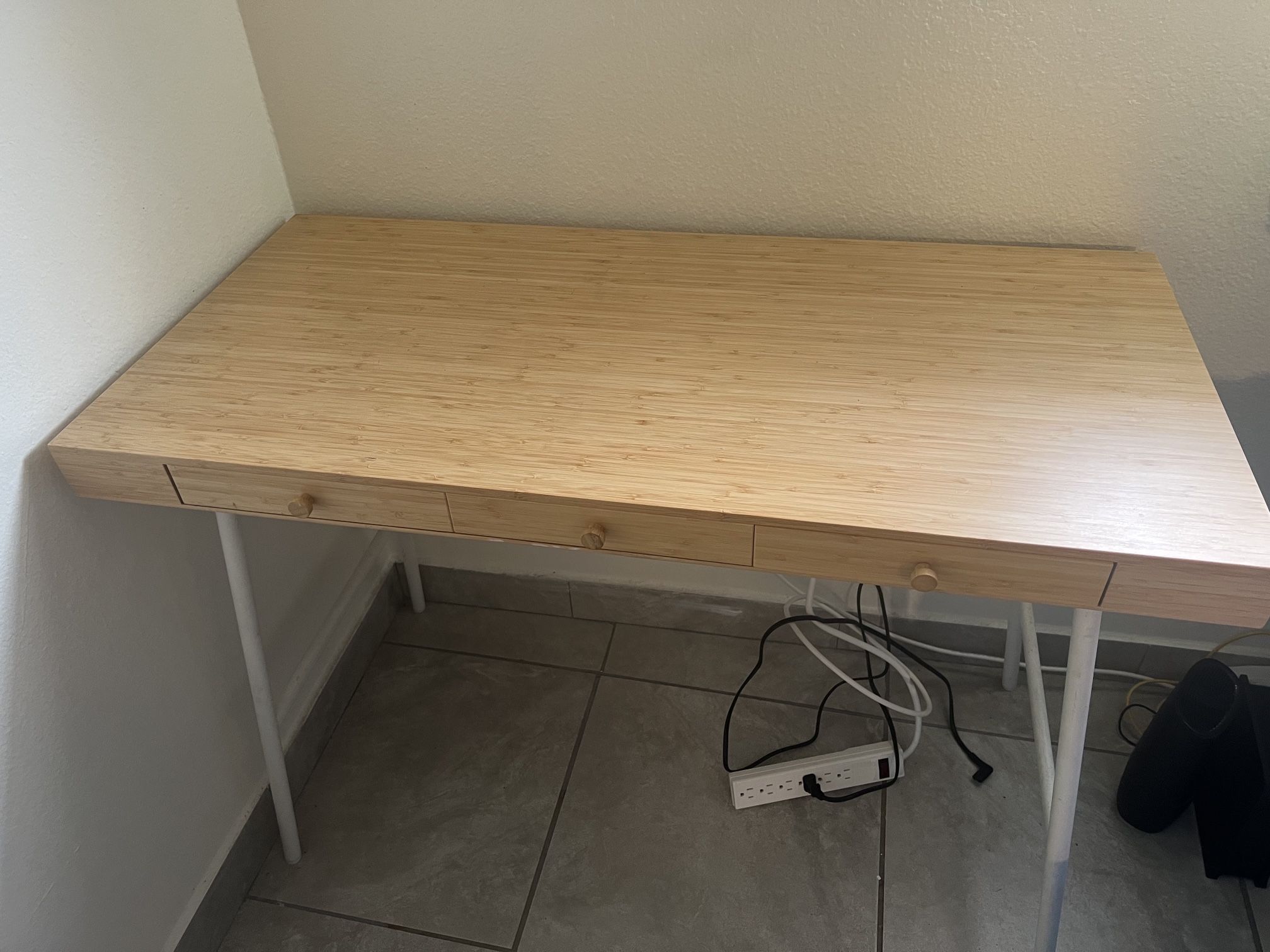 Bamboo Desk With 3 Drawers