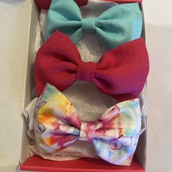 Set of 3 Hair Bows Girls Accessories Clips Fabric Toddlers Pink Butterflies pink