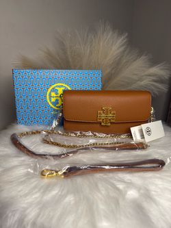 Tory Burch Brown Leather Crossbody Clutch