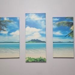 Panoramic Beach Scene - 5 Canvas Panels Wall Art