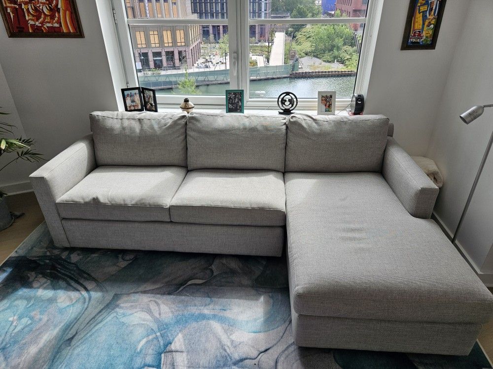 Crate & Barrell Left Arm 2 Seat Sofa + Right Arm Chaise