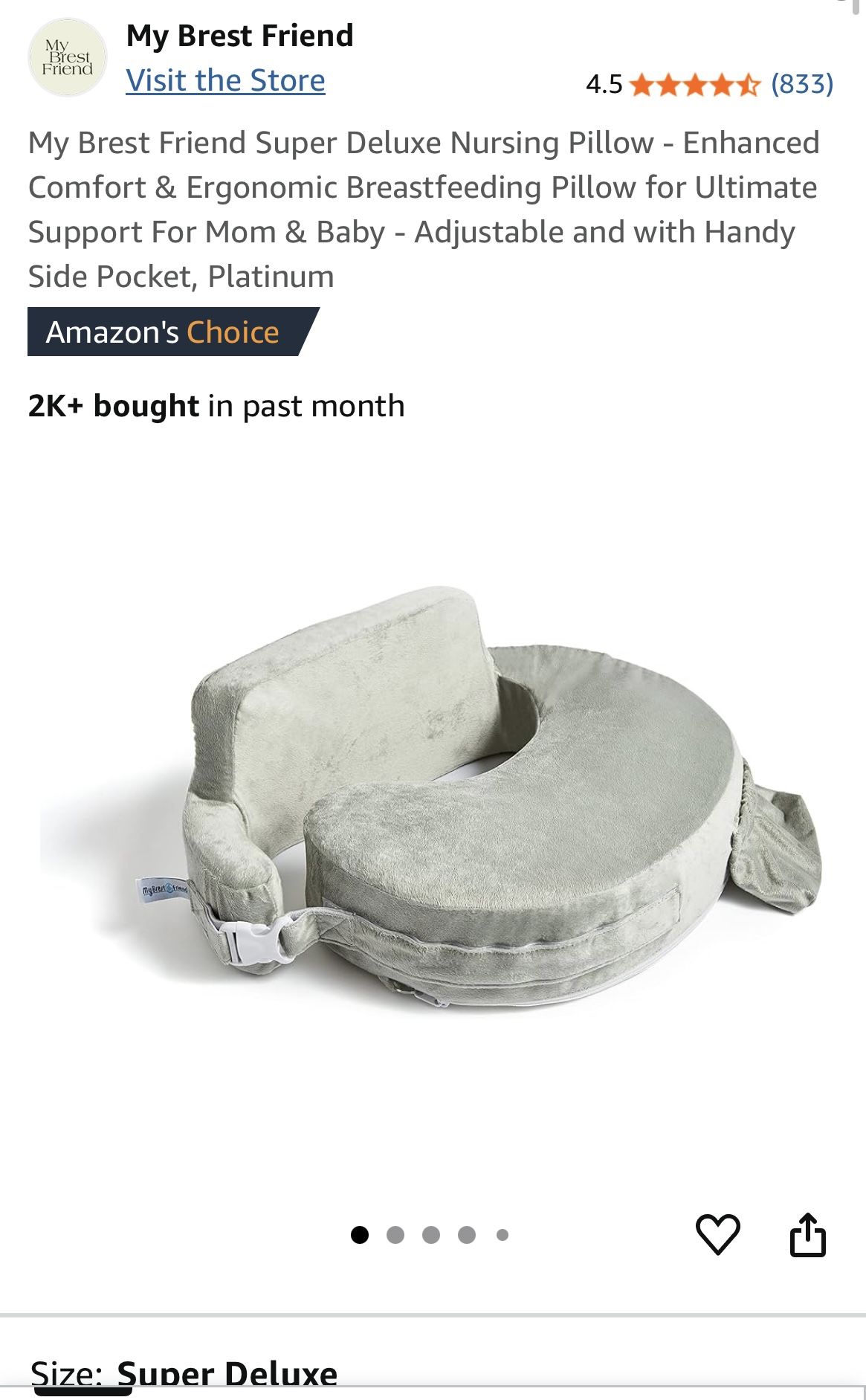 My Brest Friend Super Deluxe Nursing Pillow – Platinum – New in Wrap